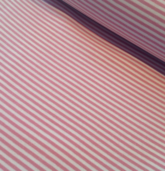 Bündchen rosa-weiss gestreift - Schlauchware