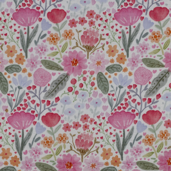 MUSSELIN - Double Gauze rosa pink Blumenmuster