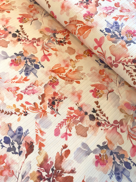 RIB-JERSEY DIGITAL Blumen und Blätter