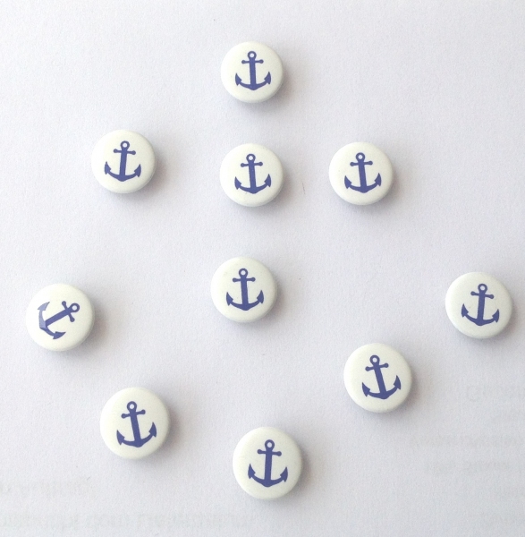 Druckknöpfe weiss blauer Anker nähfrei