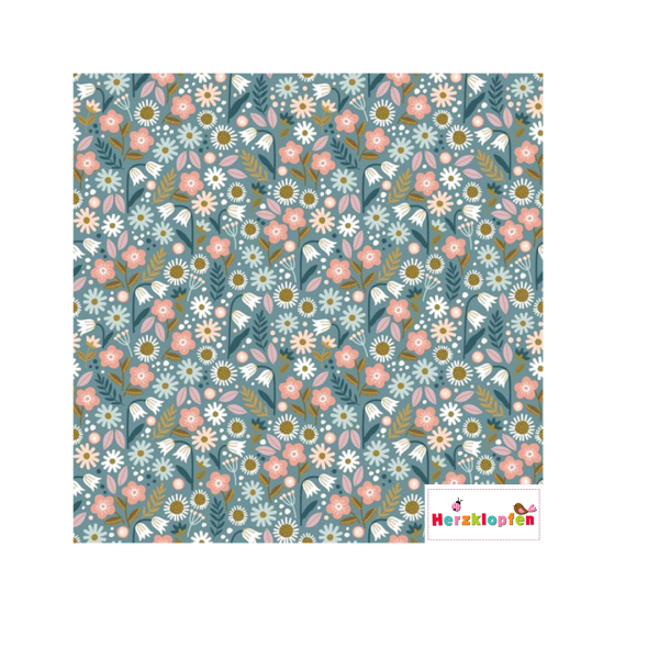 Baumwollstoff /Popelin - bunte Blümchen