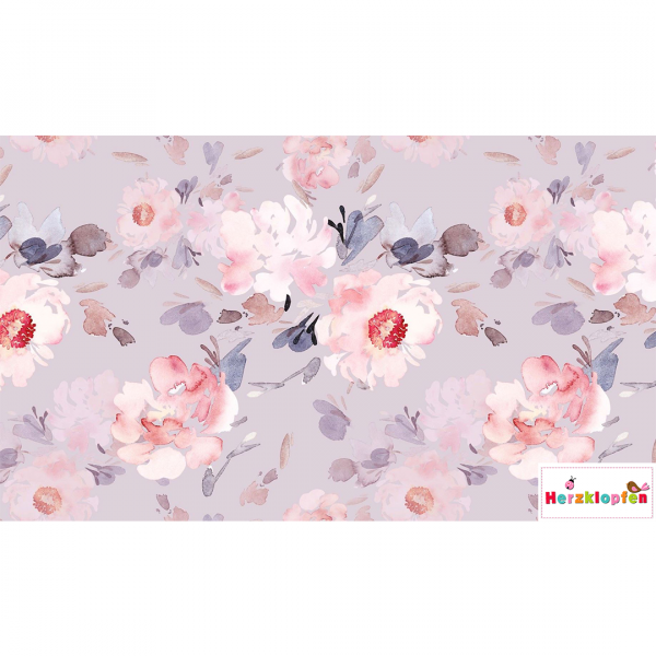 French terry Aquarell-Rosen-flieder