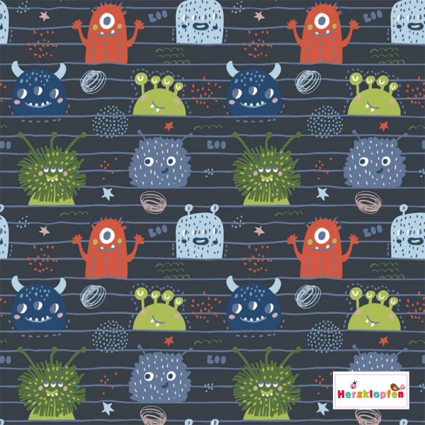 SOFT SWEAT GOTS fröhliche Monster - blau