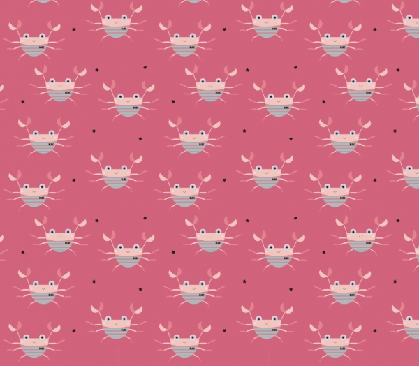 Baumwolljersey Sealife crabs auf rosa