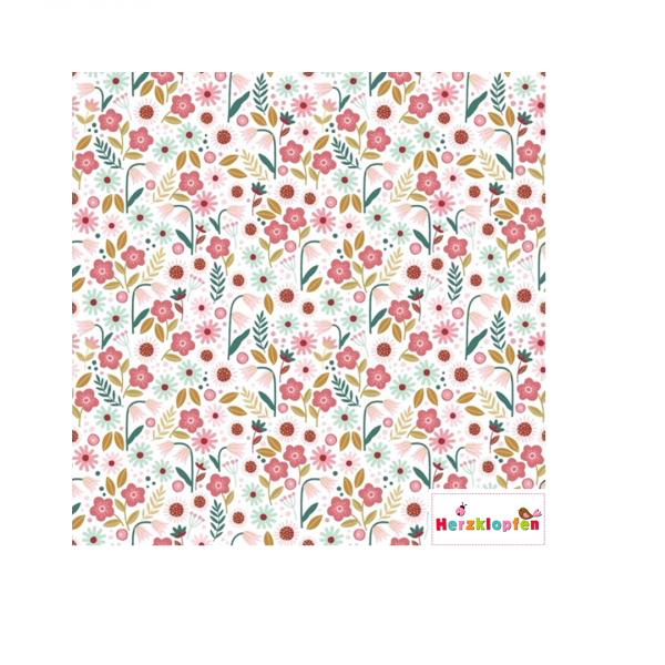 Baumwollstoff /Popelin - bunte Blümchen
