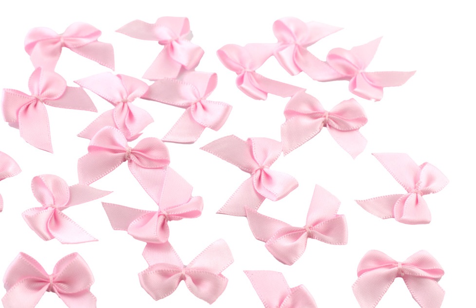 25x Satin-Schleifen Rosa - Handarbeit 9x10cm Für Geschenkverpackung