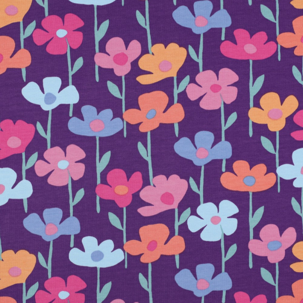 FRENCH TERRY - neuer Herbststoff mit tollem Blumenmuster/lila