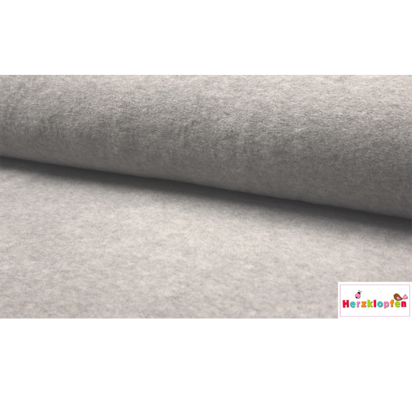BAUMWOLL FLEECE HELLGRAU MELIERT