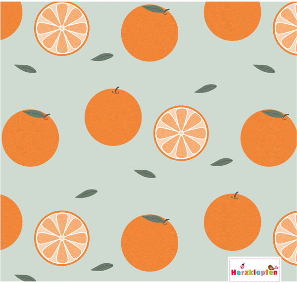 Lillestoff Jersey - Orangen auf mint