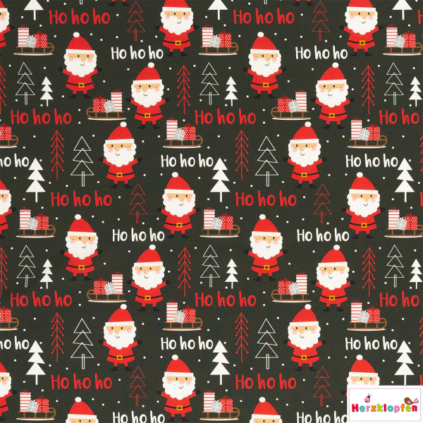 Baumwollstoff Weihnachten Ho Ho Ho