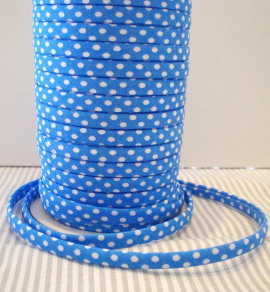 3 m Spaghetti Band blau azur mit weissen Punkten