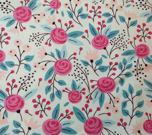Frl. von Julie Jersey Blumen in pink und türkis