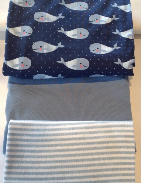 Stoffpaket Jersey Glückliche Wale