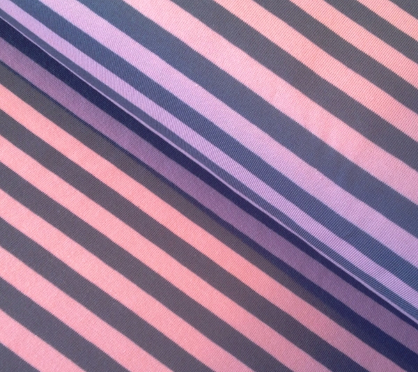 Jersey Streifen rosa grau