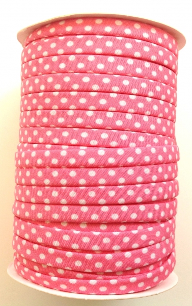 3 m Spaghetti Band rosa mit kleinen weissen Punkten