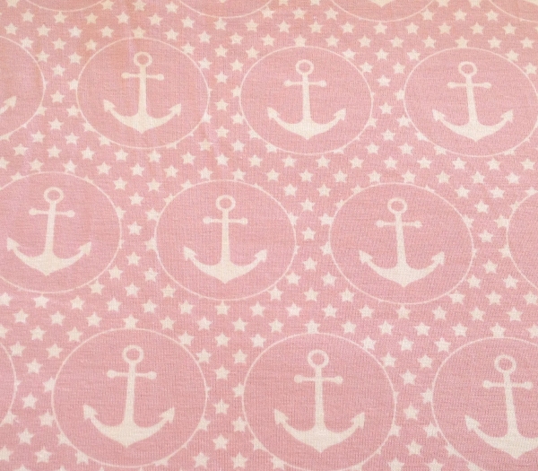 Jersey Anker und Sterne rosa weiss