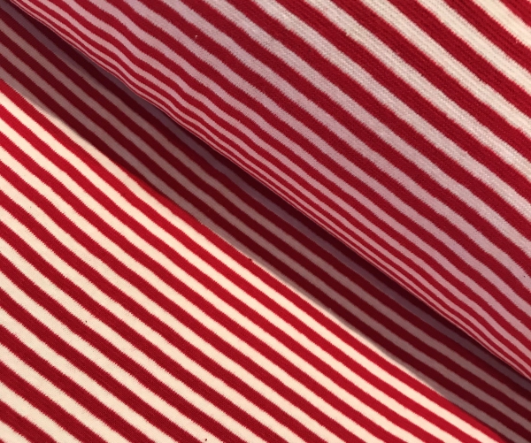 Bündchen rot weiss gestreift - Schlauchware
