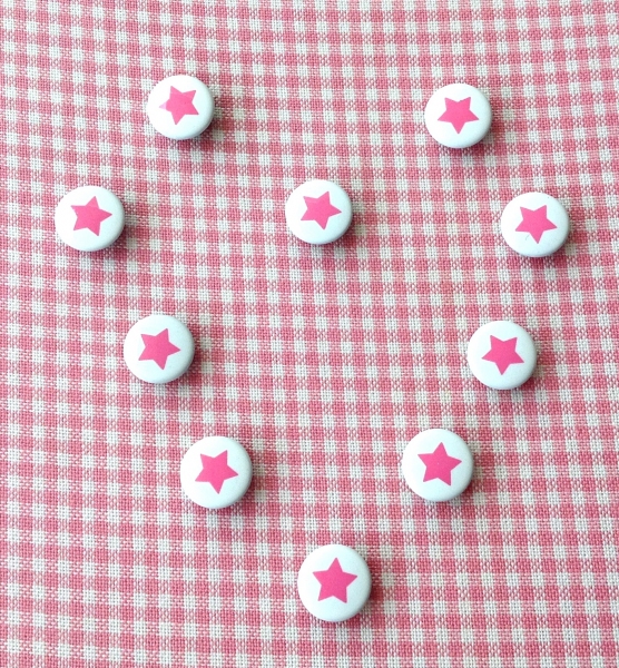 Druckknöpfe weiss rosa Stern nähfrei