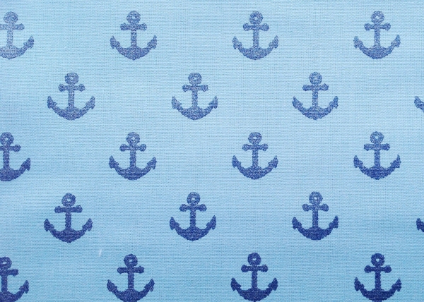 Baumwollstoff hellblau mit Glitzer Anker