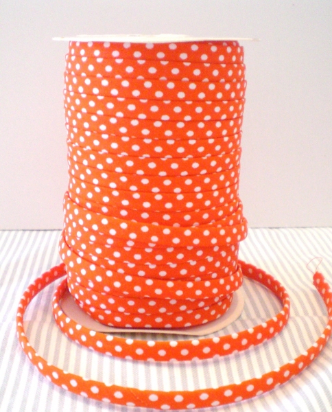 3 m Spagheti Band orange mit weissen Punkten